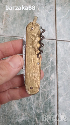 Старо френско месингово Ножче Ножк с Ловен мотив, снимка 4 - Колекции - 53639560
