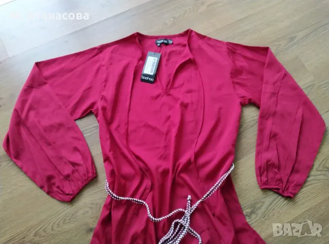Страхотна маркова рокля туника Boohoo, коприна, размер S, нова с етикет, снимка 4 - Рокли - 50224271