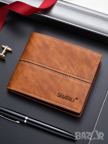 Луксозен мъжки портфейл в кафяво, снимка 3 - Портфейли, портмонета - 41747003