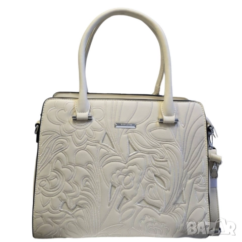 Елегантна дамска чанта с флорален релеф, снимка 3 - Чанти - 52097919