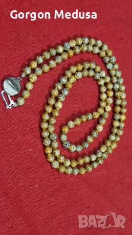 Огърлица с мъниста от скъпоценен камък яспис, снимка 2 - Колиета, медальони, синджири - 49702745