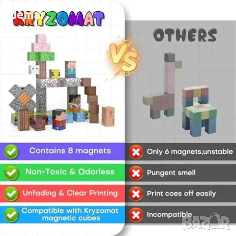Magnetic Blocks 100 части приключенски сет Kryzomat, снимка 7 - Конструктори - 55871280