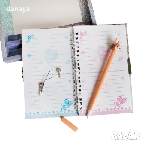 6133 Подаръчен коледен тефтер таен дневник с химикалка и ключе, снимка 3 - Ученически пособия, канцеларски материали - 51879130