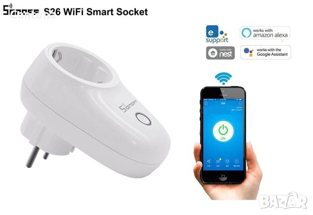 WiFi Смарт Контакт SONOFF S26R2 - 16A/4000W, Google, Alexa, снимка 4 - Друга електроника - 40339828