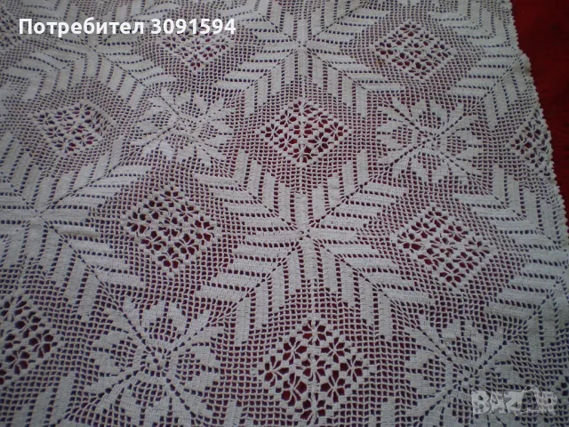 Красива бяла правоъгълна плетена на една кука покривка, снимка 4 - Декорация за дома - 50181509