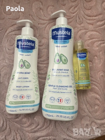 Мустела - бебешки измивен гел, лосион за тяло и олио