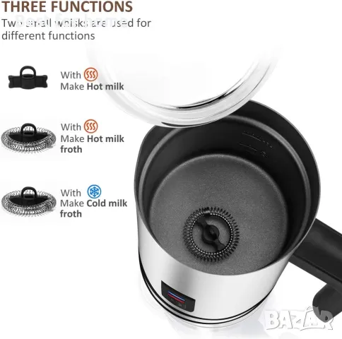 KYG Професионален автоматичен електрически пенообразувател за мляко от неръждаема стомана, снимка 2 - Кафемашини - 48857299