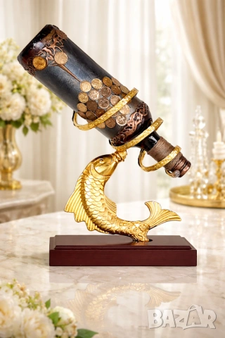 Оригинален подарък за рибар или зодия Риби с Дървото на живота със стотинки и златна риба, снимка 7 - Подаръци за юбилей - 53836250