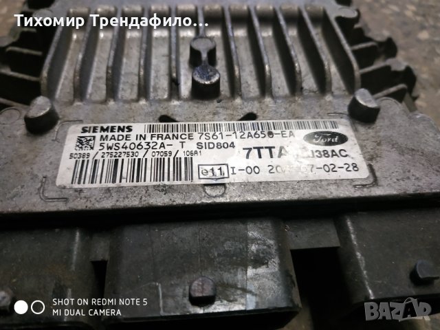 ECU Ford Fiesta 1.4 TDCi 2008 50KW 5WS40632A-T , SID804 , 7S61-12A650-EA, 7S6112A650EA, компютър фор, снимка 1 - Части - 41393098