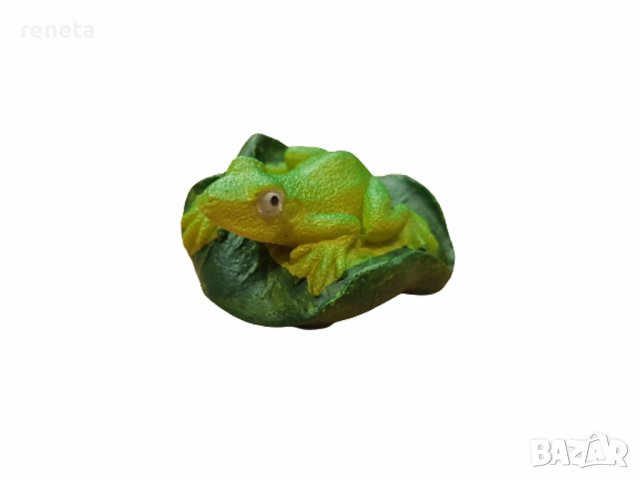 Статуетка Жаба, Керамична, Зелена,  4х2 см., снимка 1