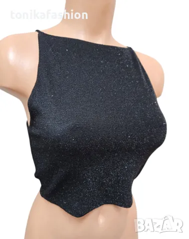 Парти късо потниче с камъчета , снимка 3 - Потници - 48614051