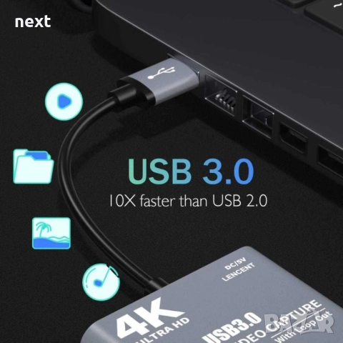 HDMI - USB 3.0 Video Capture Card Game Live Streaming видео кепчър, снимка 5 - Геймърски - 51905138