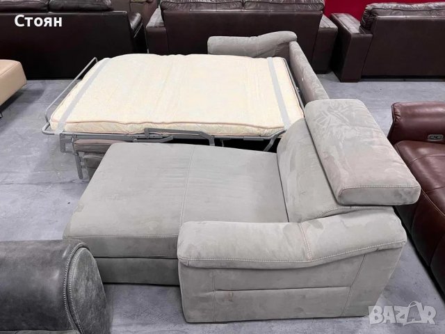 Сив ъглов диван от плат с функция сън и ракла, снимка 4 - Дивани и мека мебел - 39972756