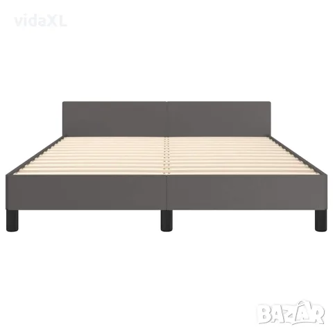 vidaXL Рамка за легло с табла без матрак, сива, 140x200 см, снимка 5 - Спални и легла - 56147177