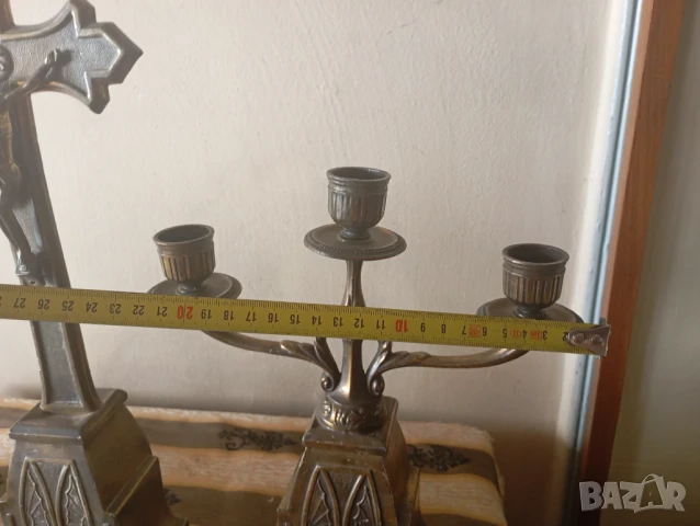 Комплект разпятие,кръст със свещници, снимка 5 - Други ценни предмети - 51230611