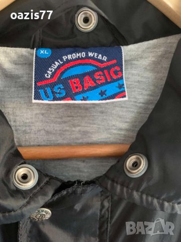 Мъжко яке US Basic, р-р XL, срещу дъжд и вятър, качулка-прибира се, трико подплата, Цип и тик-так, снимка 3 - Якета - 40612902