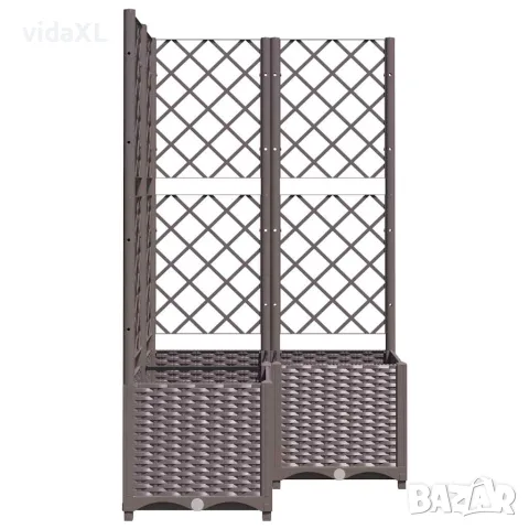 vidaXL Градински сандък с пергола, кафяв, 80x80x136 см, PP, снимка 5 - Саксии и кашпи - 56146585