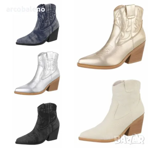 Дамски западни и байкърски ботуши, 5цвята 