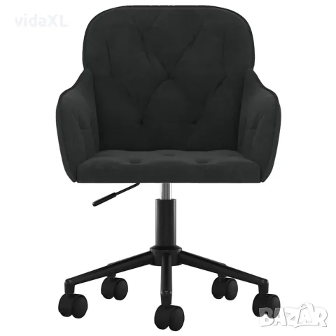 vidaXL Въртящ офис стол, черен, кадифе, снимка 3 - Столове за офис - 56147109