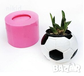 3D топка футболна силиконов молд форма кашпа саксия свещ свещник декор гипс украса, снимка 1 - Форми - 40340760