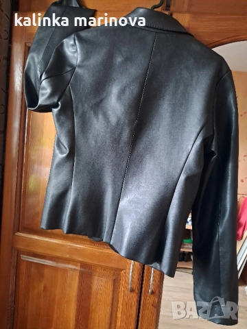 кожено вталено черно якенце, снимка 2 - Якета - 52100002