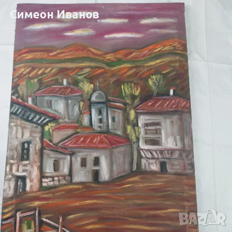 Интересна стара картина пейзаж на платно SG2006, снимка 3 - Картини - 47576162
