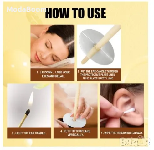 Ароматни восъчни свещи за уши за ефективно премахване на ушната кал 10 бр., снимка 3 - Други - 48504447