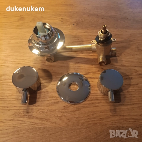 Стенен смесител, 3 изхода, месинг, хром, керамичен механизъм, снимка 4 - Смесители - 52711280