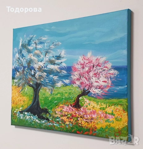 Пролетен вятър - акрилни бои, снимка 3 - Картини - 51984576