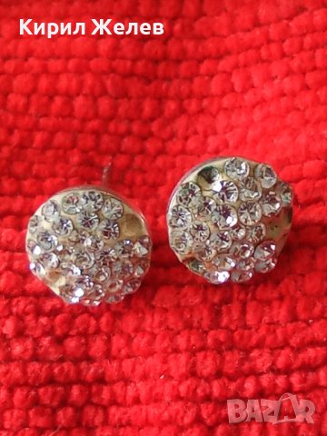 НЕЖНИ СРЕБЪРНИ ВИНТИДЖ АРТ ОБЕЦИ с БЯЛ ЕМАЙЛ и КРИСТАЛИ 30776, снимка 10 - Обеци - 40500276