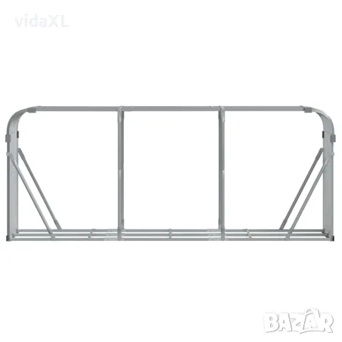 vidaXL Поставка за дърва, светлосив, 234x45x100см, поцинкована стомана, снимка 4 - Дърва за огрев - 56147377