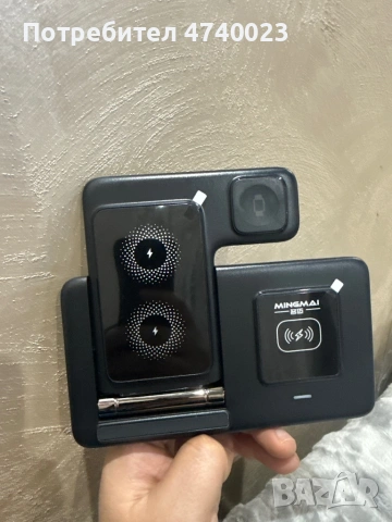 3 в 1 безжично зарядно за телефон, слушалки и часовници, снимка 2 - Друга електроника - 53501064