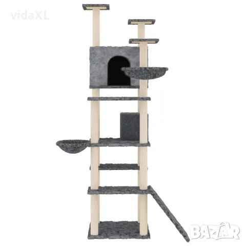 vidaXL Котешко дърво със сизалени стълбове, тъмносиво, 191 см, снимка 3 - За котки - 56148415