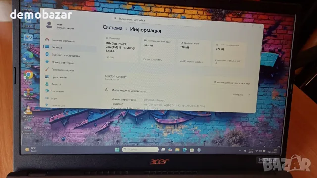 15.6' FullHD IPS Acer Core™ i5-1135G7/512GB SSD Nvme/16GB RAM - отлична батерия, снимка 6 - Лаптопи за дома - 56221147