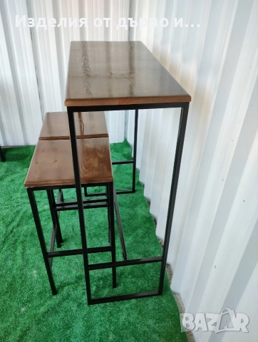 Маси и столове за хранене от дърво масив и метал цялостно заварен за дом градина бар ресторант , снимка 5 - Маси - 53002078
