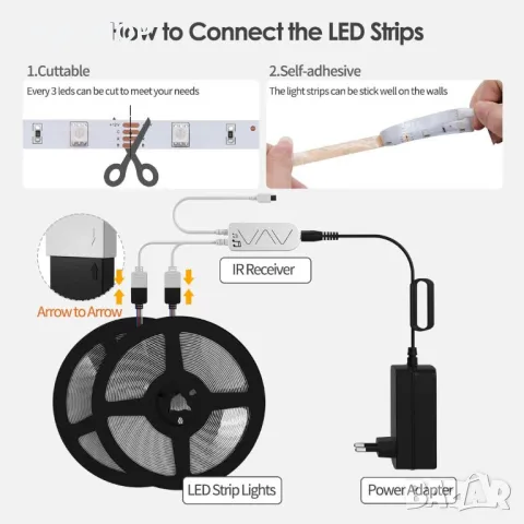 WEILY WiFi Led Strip Lights 2x15m Гъвкаво променящ се цвят RGB Phone Control Smart Led Light Str, снимка 2 - Лед осветление - 48842542