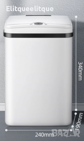 Кош за отпадъци със сензор за вдигане на капака, зарежда се с батерии, 15литра, снимка 2 - Мопове, кофи, четки и метли - 51529246