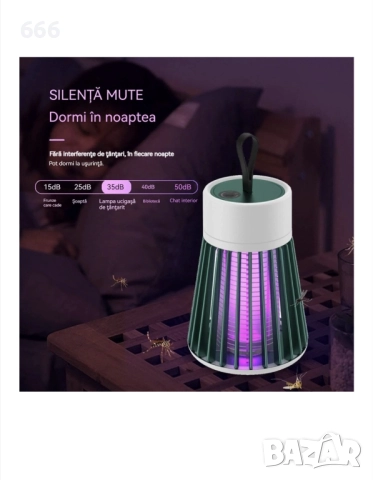 UV лампа против насекоми, преносима, USB зареждане, функция за убиване на комари с електрически удар, снимка 3 - Друга електроника - 52869821