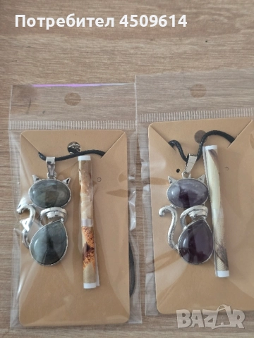 Колие с фигура на котка от естествени камъни , снимка 5 - Колиета, медальони, синджири - 52558396