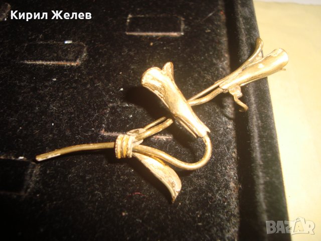 ВИНТИДЖ РЕТРО БРОНЗОВА ФЛОРАЛНА СТАРИННА БРОШКА - ЦВЕТЕ ПОЗЛАТЕНА 24447, снимка 3 - Антикварни и старинни предмети - 33866812