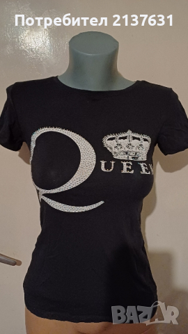 ДАМСКА ЧЕРНА ТЕНИСКА - Размер S , снимка 2 - Тениски - 44595294