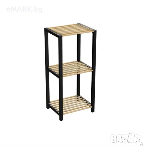 Подова етажерка с 3 нива от дърво с размери 35x29x78 см и цвят бежов/черен, снимка 1