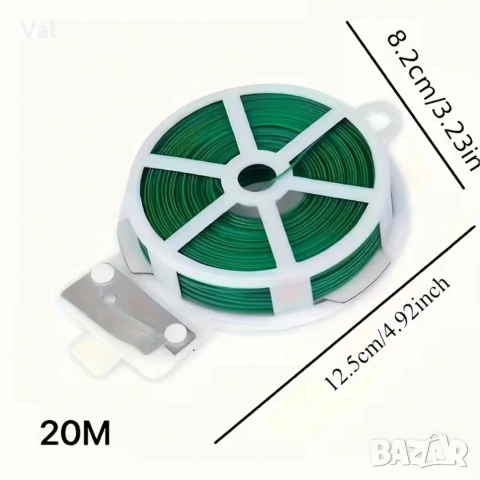 Градинска тел с вградена резачка 20м – Мека връзка за растения и декорация, Ø 1.8мм, снимка 11 - Огради и мрежи - 53821361