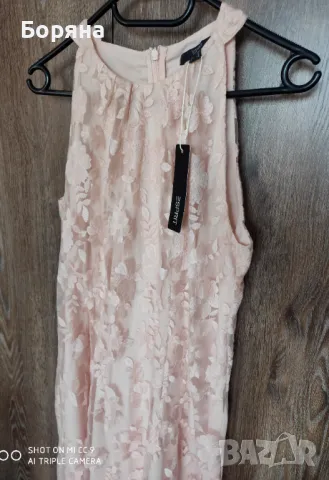 Esprit нова с етикет дълга розова рокля дантела, снимка 2 - Рокли - 49076048