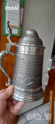 Vintage. Нова. Немска калаена халба Lindenwirtin 650 мл., снимка 5 - Антикварни и старинни предмети - 51644847