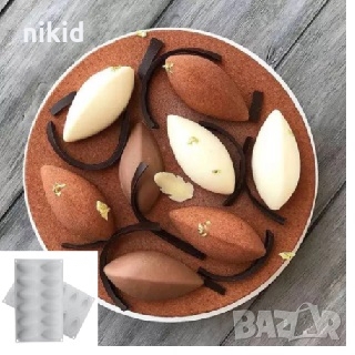 12 бр сплескани Куенели Quenelle силиконов молд форма фондан свещ гипс сапун шоколад мус  десерти, снимка 3 - Форми - 36039873