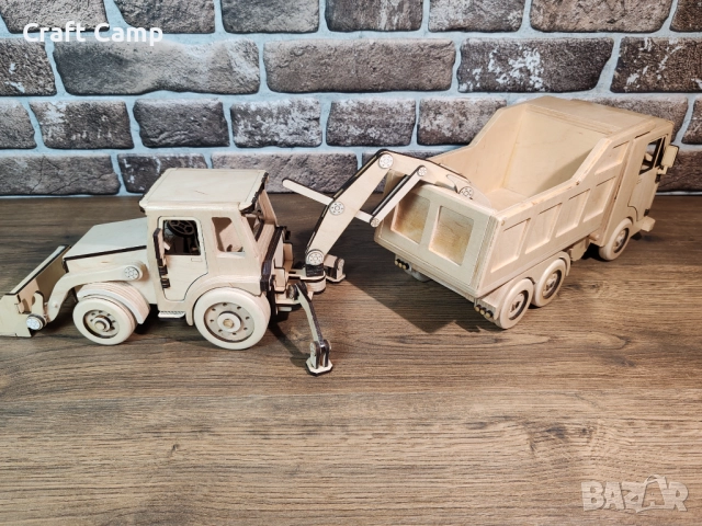 Комплект дървени модели – Багер и Самосвал – Craft Camp, снимка 5 - Коли, камиони, мотори, писти - 52738765