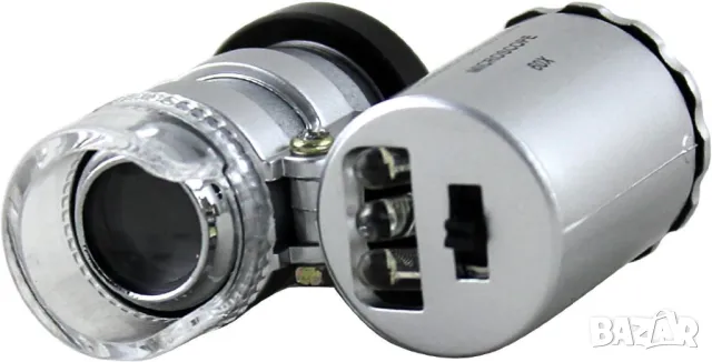 Джобен мини микроскоп 60X увеличение 3 LED, снимка 3 - Нумизматика и бонистика - 48052867