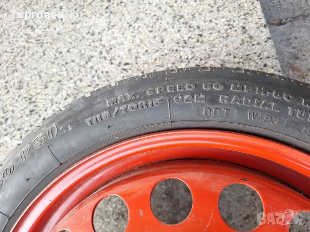 Резервна гума 115/70/16 с джанта5х110 ЕТ 41 ,тип патерица за Опел и д-р. , снимка 6 - Гуми и джанти - 47770266