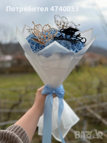 Вечен букет от сатенени рози, идеален подарък по повод предстоящите балове, снимка 2 - Подаръци за жени - 53853560